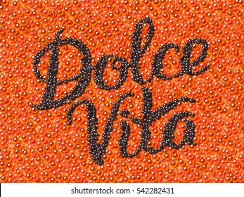 Black caviar lettering on red caviar background. Custom type positive motivation poster.  Stock vector typography