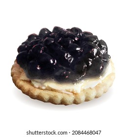 Poli bajo de caviar negro. Caviar negro fresco, nutritivo y sabroso. Ilustración vectorial. Aperitivo con caviar negro en técnica de triangulación.