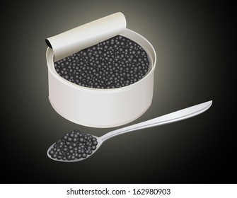 Black caviar in metal can
