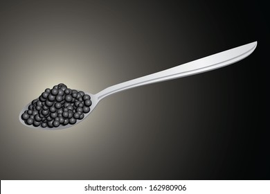 Black caviar on a spoon