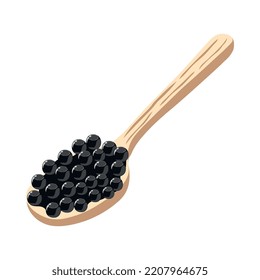 Black caviar in spoon 3d isometric vector illustration