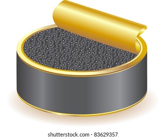black caviar vector illustration isolated on white background