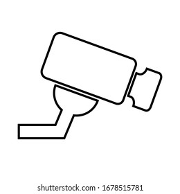 Cámara cctv negra en fondo blanco, icono de diseño, ilustración vectorial