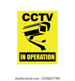 black cctv camera silhouette. warning poster concept design.
