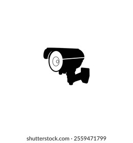 Black CCTV security camera or surveillance camera icon vector illustration on white background
