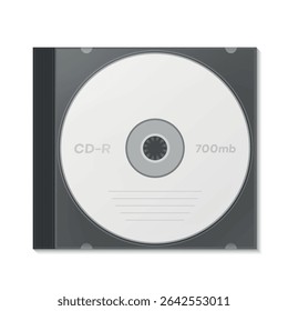 Black CD case on white background, highlighting the 700MB capacity of the CD. Simple but functional design for digital media.
