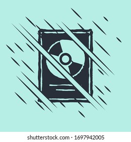 Icono de marco de disco negro en CD aislado en fondo verde. Ceremonia moderna. Vendedor. Trofeo musical. El estilo de Glitch. Ilustración vectorial