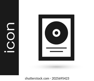 Black CD disk award in frame icon isolated on white background. Modern ceremony. Best seller. Musical trophy.  Vector