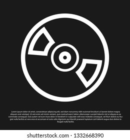 Black CD or DVD disk icon isolated on black background. Compact disc sign. Vector Illustration