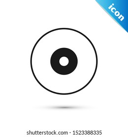 Black CD or DVD disk icon isolated on white background. Compact disc sign.  Vector Illustration