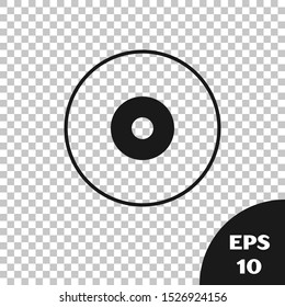 Black CD or DVD disk icon isolated on transparent background. Compact disc sign.  Vector Illustration