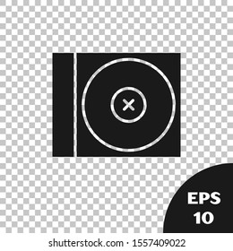 Black CD or DVD disk icon isolated on transparent background. Compact disc sign.  Vector Illustration