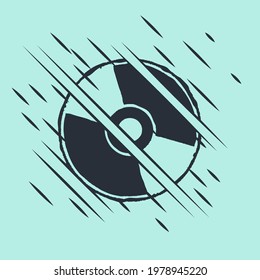 Black CD or DVD disk icon isolated on green background. Compact disc sign. Glitch style. Vector Illustration