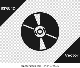 Schwarzes CD- oder DVD-Symbol auf transparentem Hintergrund. CD-Schild.  Vektorgrafik