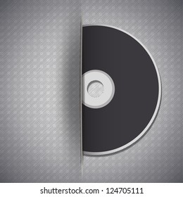 Black cd on fabric background. Vector design.