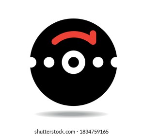 Eine schwarze CD mit rotem Pfeil