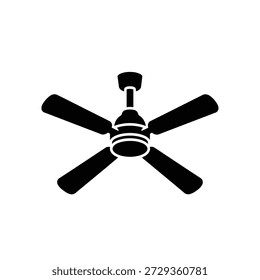 Black ceiling fan isolated vector illustration flat design scalable graphic