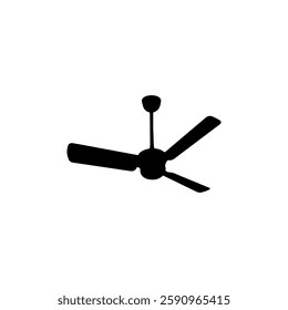 Black Ceiling fan silhouette vector illustration on white background