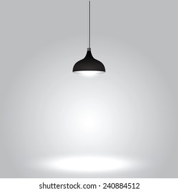  Black ceiling lamp on gray background, VECTOR, EPS10