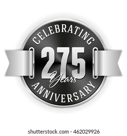 Black celebrating 275 years badge, rosette with silver border and ribbon