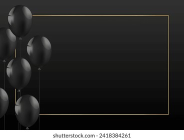 Black Celebration Background with Balloon. Background for Sale Banner or Template. Vector Illustration.