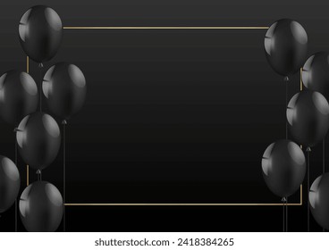 Black Celebration Background with Balloon. Background for Sale Banner or Template. Vector Illustration.