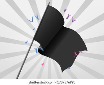 Black celebratory flags rise at high altitudes