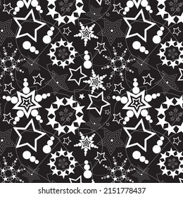 Black celestial seamless pattern with stars