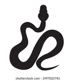 Black celestial silhouette snake. Isolated symbol. Vector illustration
