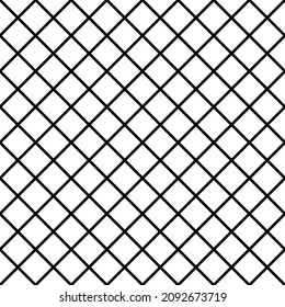 Black cell grid, lines seamless pattern on the white background. Vector illustration.