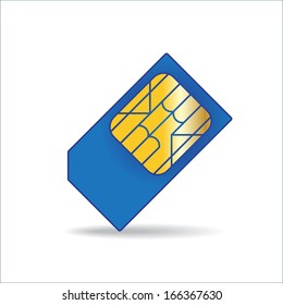 Black cell phone sim card with reflection. Vector