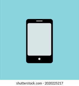 Black cell phone and white screen with blue background vector.