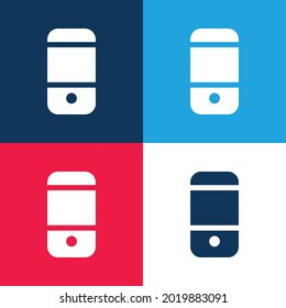Schwarzes Handy Zurück blau und rot vier Farben minimale Icon-Set