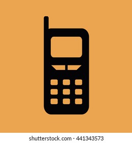 Black cellphone vector icon illustration