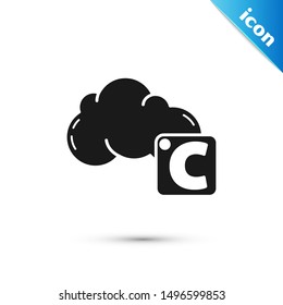 Black Celsius and cloud icon isolated on white background.  Vector Illustration