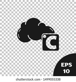 Black Celsius and cloud icon isolated on transparent background.  Vector Illustration