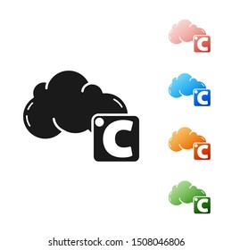 Black Celsius and cloud icon isolated on white background. Set icons colorful. Vector Illustration