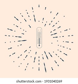 Black Celsius and fahrenheit meteorology thermometers measuring heat and cold icon on beige background. Thermometer equipment showing hot or cold weather. Abstract circle dots. Vector Illustration