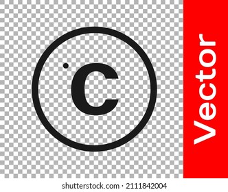Black Celsius icon isolated on transparent background.  Vector