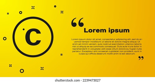 Black Celsius icon isolated on yellow background.  Vector