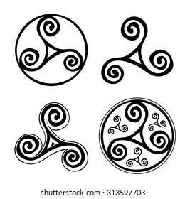 Black celtic triskels vector set