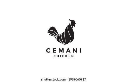 black cemani rooster logo vector symbol icon design graphic illustration