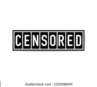Black censor bar. Censorship rectangle. Black censored sign on white background. Vector stock illustration.