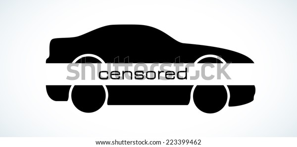 black
censored car silhouette on white background,
vector