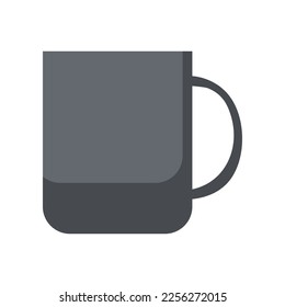 Black ceramic or metal mug vector illustration. Cartoon drawing of cup or item for kitchen isolated on white background. Kitchenware, household concept