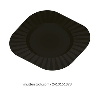 Black   ceramic plate. vector illustration