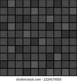 Baldosas cuadradas de cerámica negra sin fisuras. Elegante interior casero, baño y paredes de cocina y textura de suelo. Fondo de pared de ladrillo brillante gris oscuro vectorial.