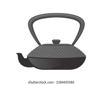 Black ceramic teapot for green matcha tea ceremony vector illustration isolated on white background