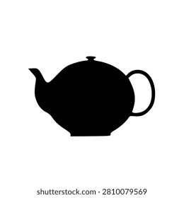 Black ceramic teapot with handle and spout isolated on white. Minimalist kitchenware for tea brewing and serving. Elegant tabletop essential for ho...