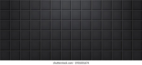 Black ceramic tiles wall texture abstract background vector